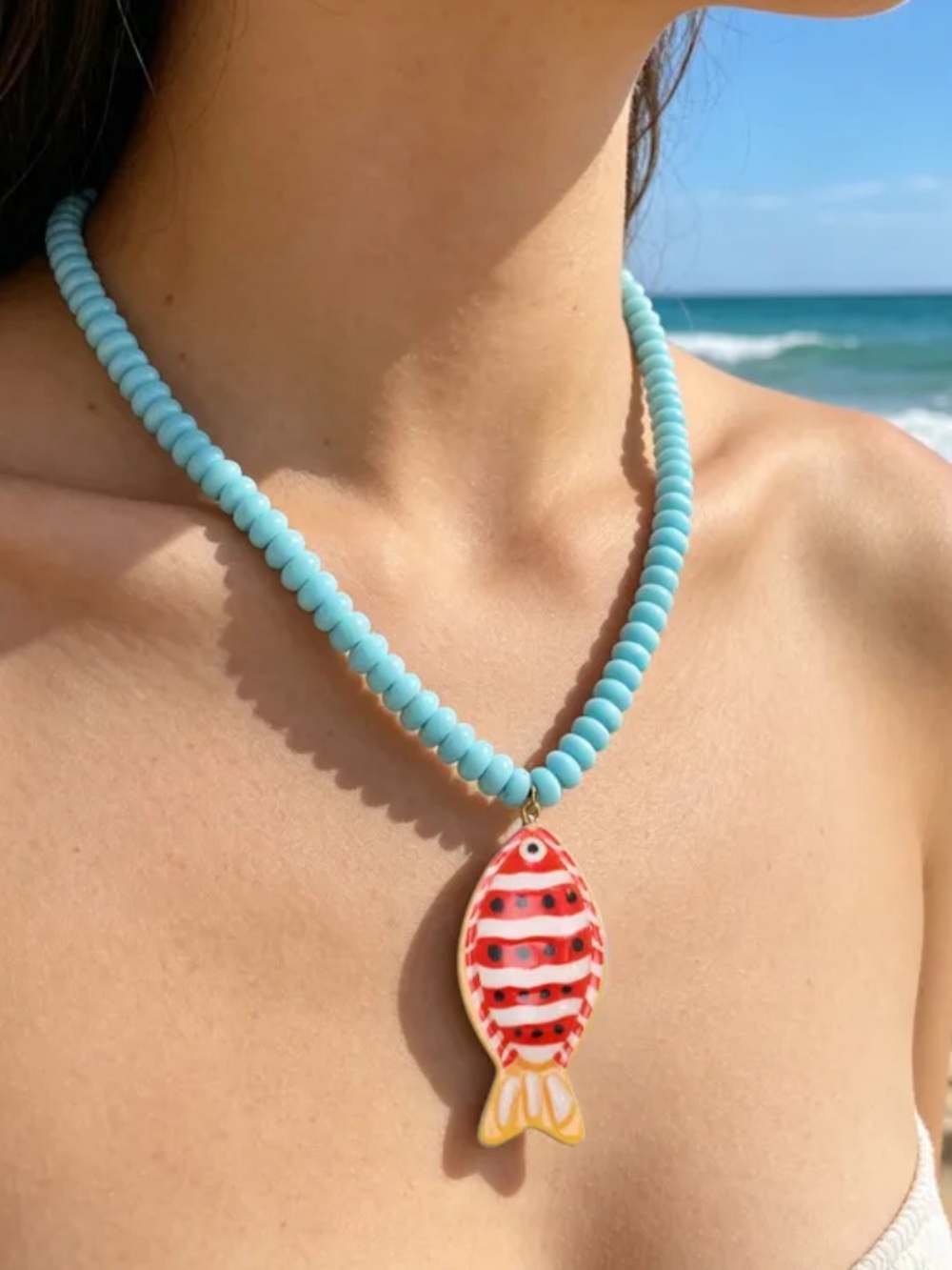 Mayamar Aqua beaded Fish charm (NWT)